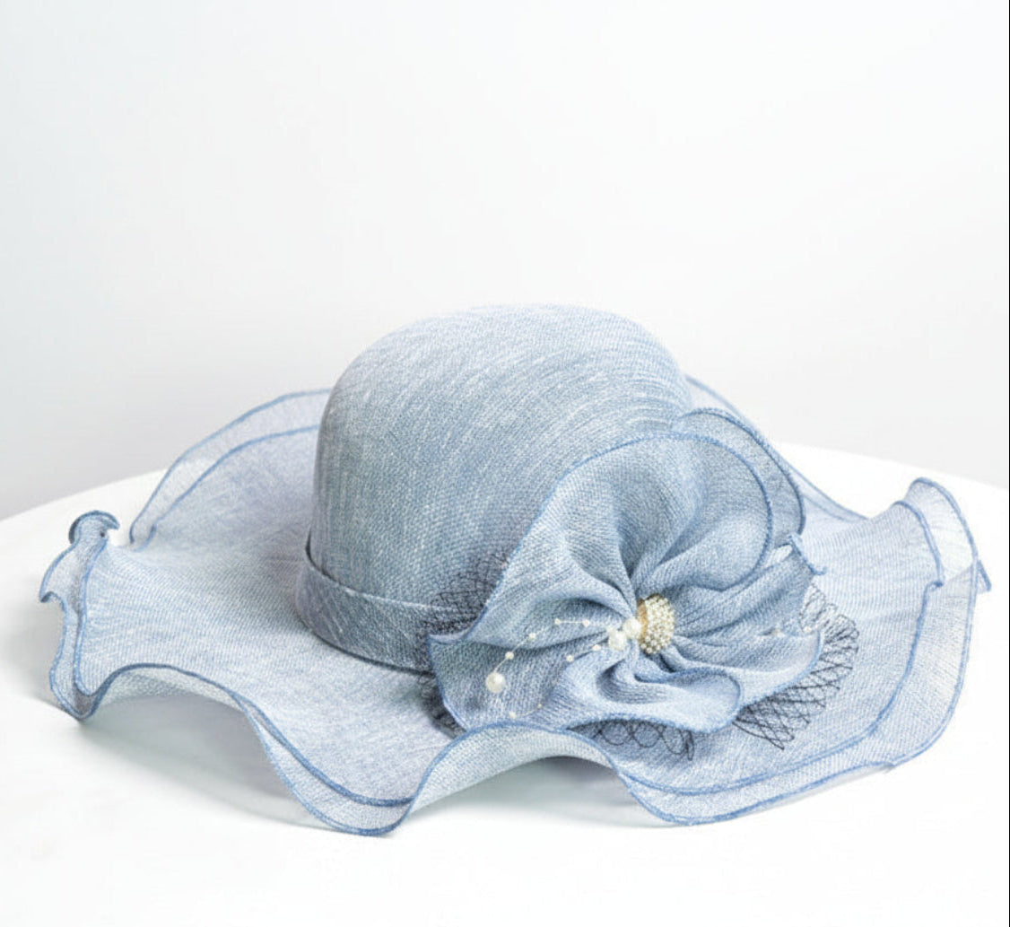 Floppy Wide Brim Linen Sun Hat with Bow