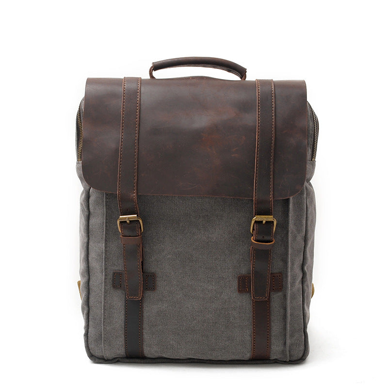 Canvas Leather Travel Backpack 20 to 35 Litre