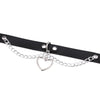 Chic Multicolor Stud and Heart Pendant Choker Collar Leather Gothic Punk Rock Necklace