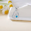 925 Sterling Silver Heart with Dolphin Mom and Baby with Sapphire Blue Crystal Necklace