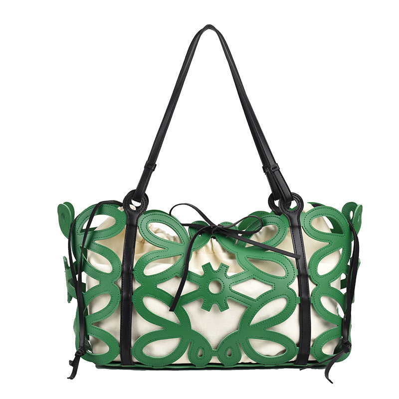 Hollow-Out Floral Print Fashion PU Leather Tote Bag, Shoulder Bag and Handbag