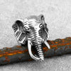 Men's Stainless Steel Ring Silver Tone Black Elephant