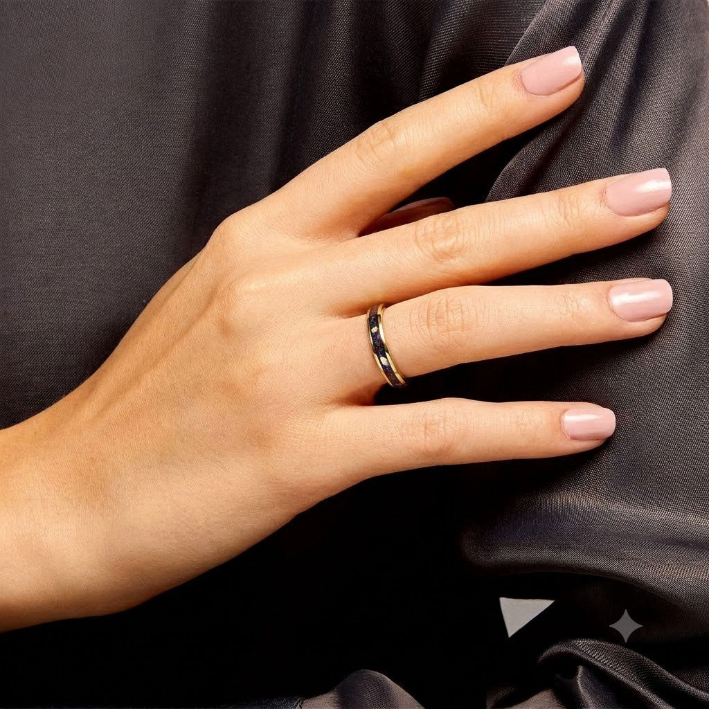 His and Her Tungsten Opal Meteorite Inlay Wedding Couple Rings Set