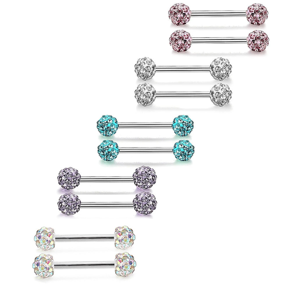 3-5 Pairs 14G Stainless Steel Piercing Navel Barbell Body Jewelry Piercing-Piercing-Innovato Design-5 Pairs-Innovato Design