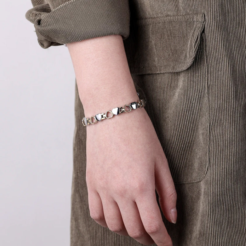 Women Love Heart Titanium Magnetic Therapy Bracelet Adjustable-Bracelets-Innovato Design-Innovato Design