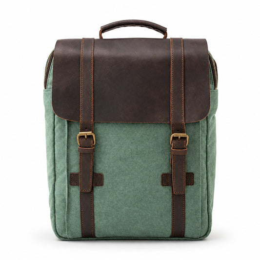 Canvas Leather Travel Backpack 20 to 35 Litre