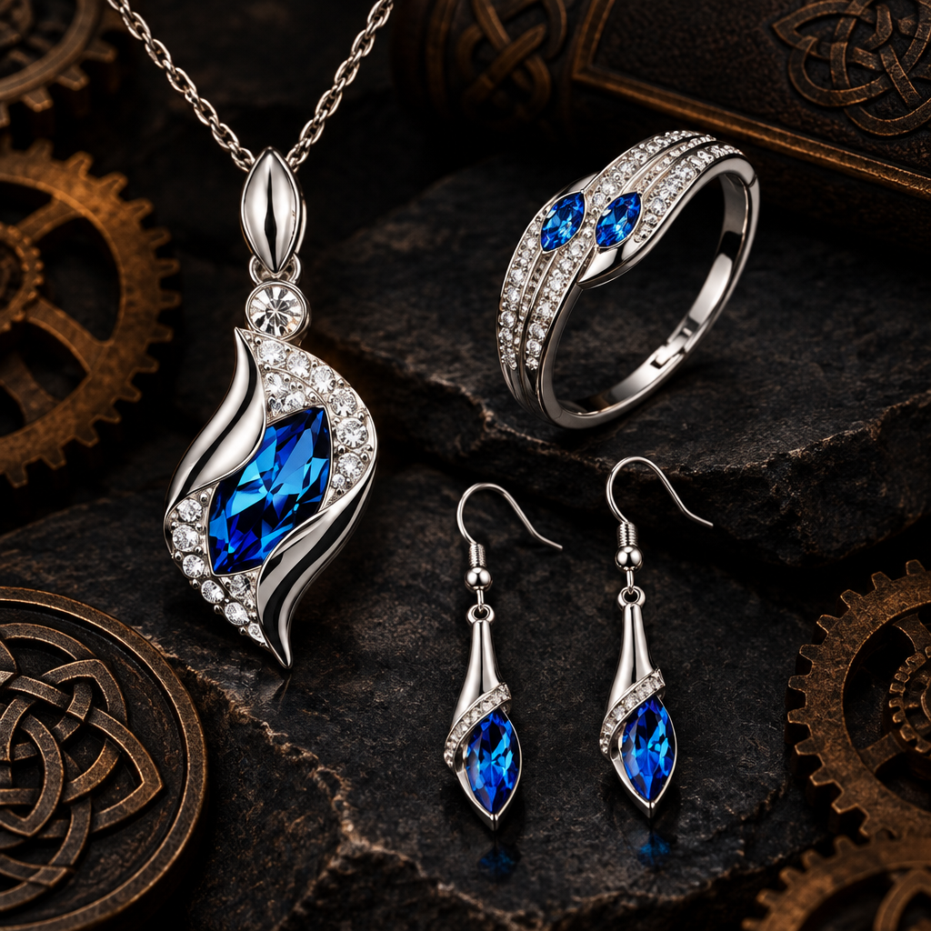 Austrian Crystal Flame Necklace, Bracelet & Earrings Fashion Jewelry Set