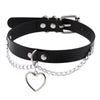 Chic Multicolor Stud and Heart Pendant Choker Collar Leather Gothic Punk Rock Necklace