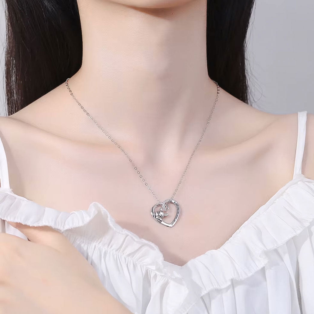Pig with Heart 925 Sterling Silver Fashion Pendant Necklace