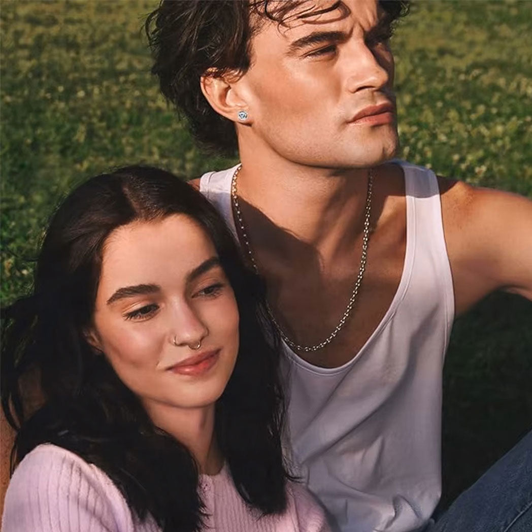 2 Pairs Stainless Steel Magnetic Stud Earrings for Men Women Non-piercing CZ 5-8mm