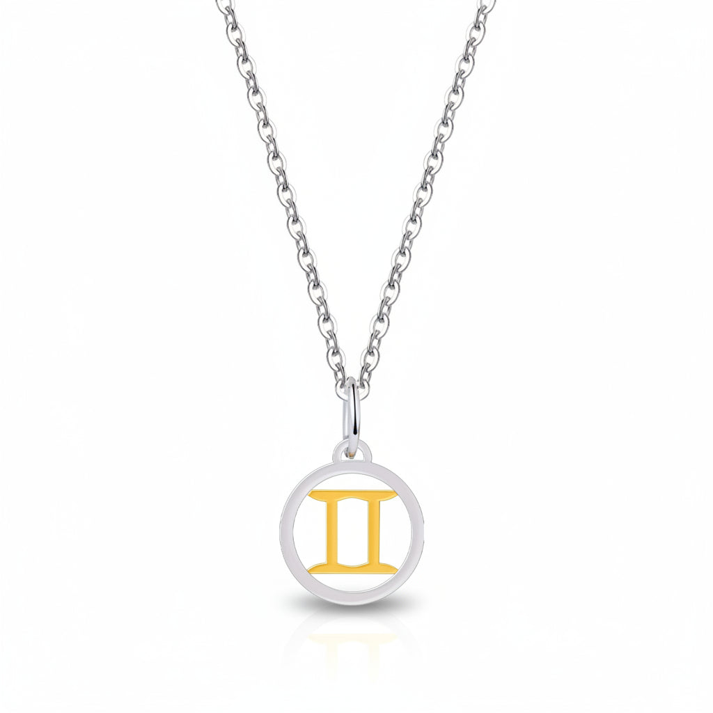 Silver Gold Zodiac Sign 925 Sterling Silver Long Chain Pendant Necklace