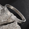 Men Women Stainless Steel Bracelet, Classic Roman Numeral Cuff Bangle, Silver