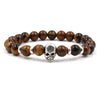 Natural Lava Stone Multicolor Beaded Skull Bracelet