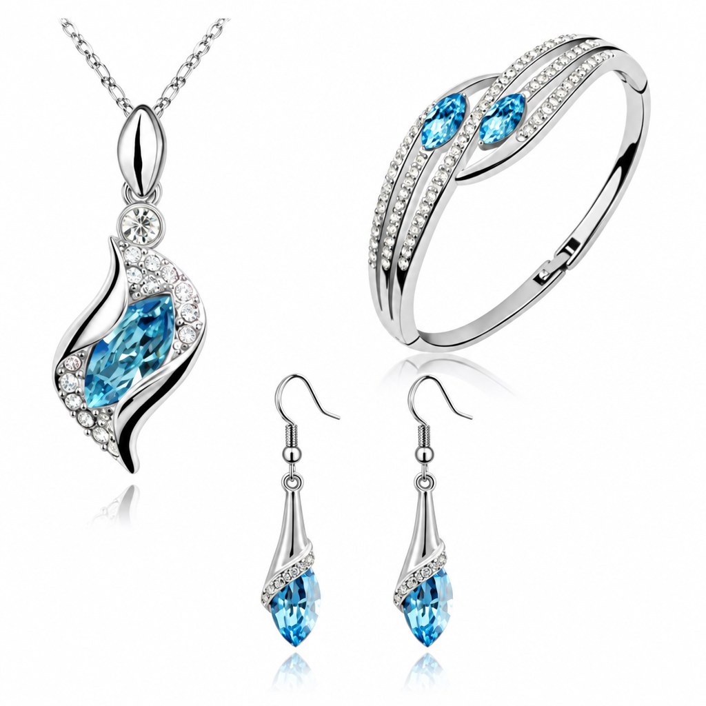 Austrian Crystal Flame Necklace, Bracelet & Earrings Fashion Jewelry Set