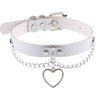 Chic Multicolor Stud and Heart Pendant Choker Collar Leather Gothic Punk Rock Necklace