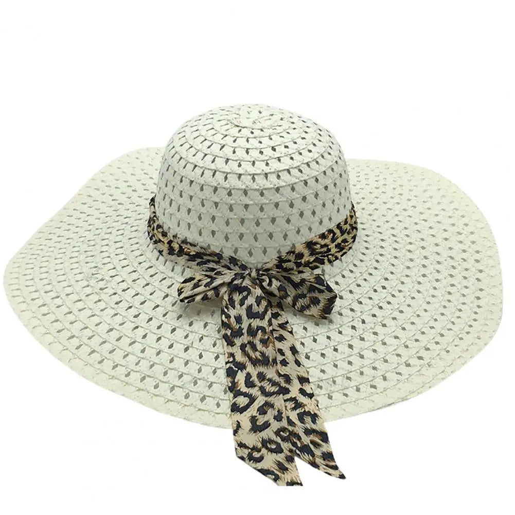 Foldable Floppy Wide Brim Straw Sun Hat with Bowknot