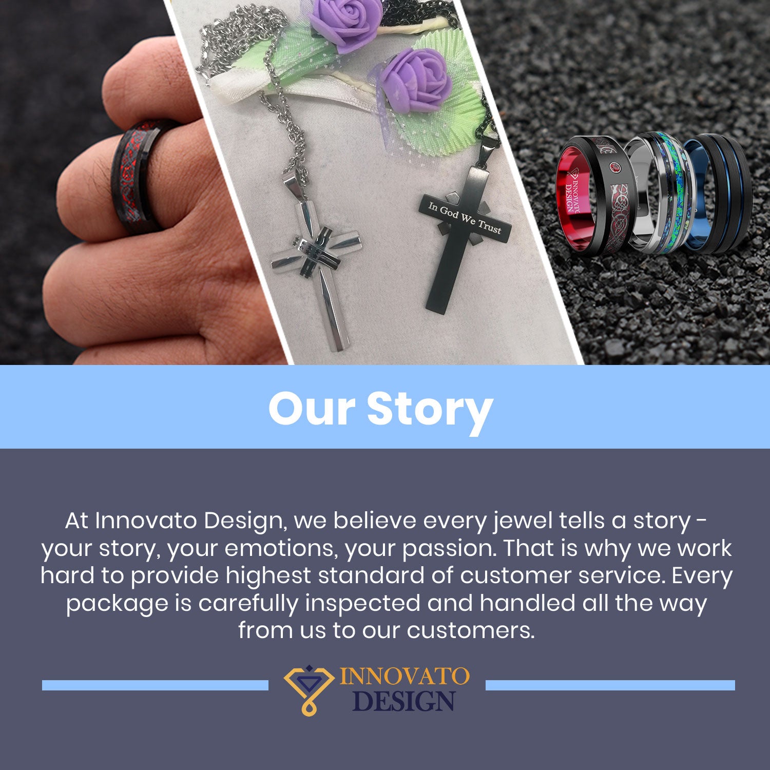 American Flag Patriotic Cross Pendant Necklace - Engraved "In God We Trust" and 24" Chain