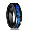 Black Tungsten Blue Foil Inlay Polished Edges Wedding Rings Couple Set