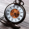 Floral Steel Quartz Mechanical Pocket Watch with Fob Chain