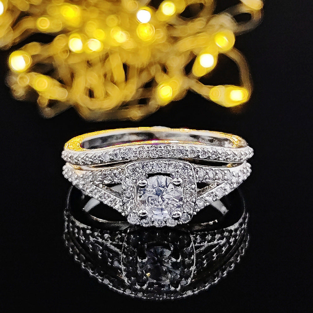 His & Her Tungsten 925 Sterling Silver Couple Wedding Engagement Promise Band Ring Set
