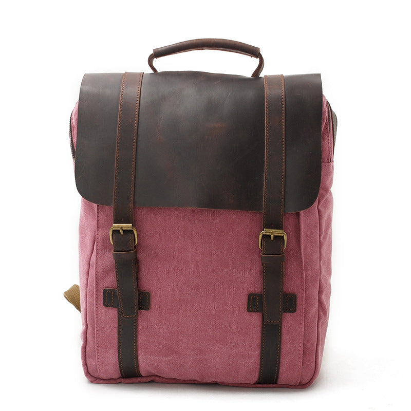 Canvas Leather Travel Backpack 20 to 35 Litre