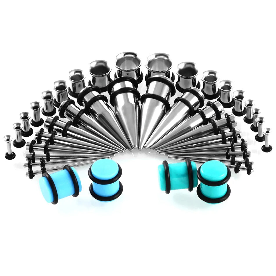 72 Pieces Ear Stretching Kit 14G-00G Plugs and Tapers 14G-00G Gauges Set 36 Pairs
