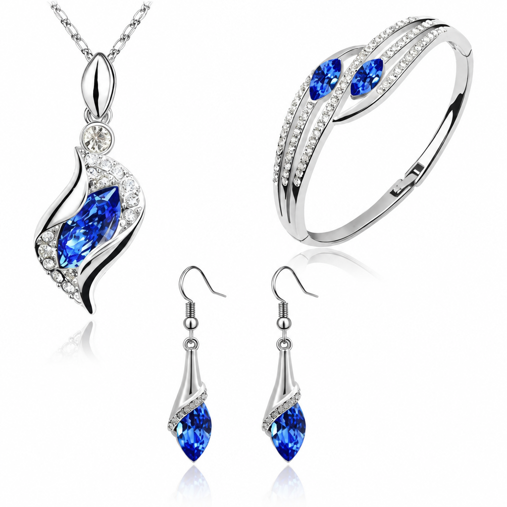Austrian Crystal Flame Necklace, Bracelet & Earrings Fashion Jewelry Set