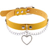 Chic Multicolor Stud and Heart Pendant Choker Collar Leather Gothic Punk Rock Necklace