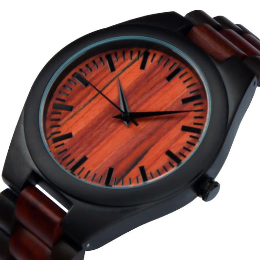 Black and Zebrawood Watch with Quartz Movement