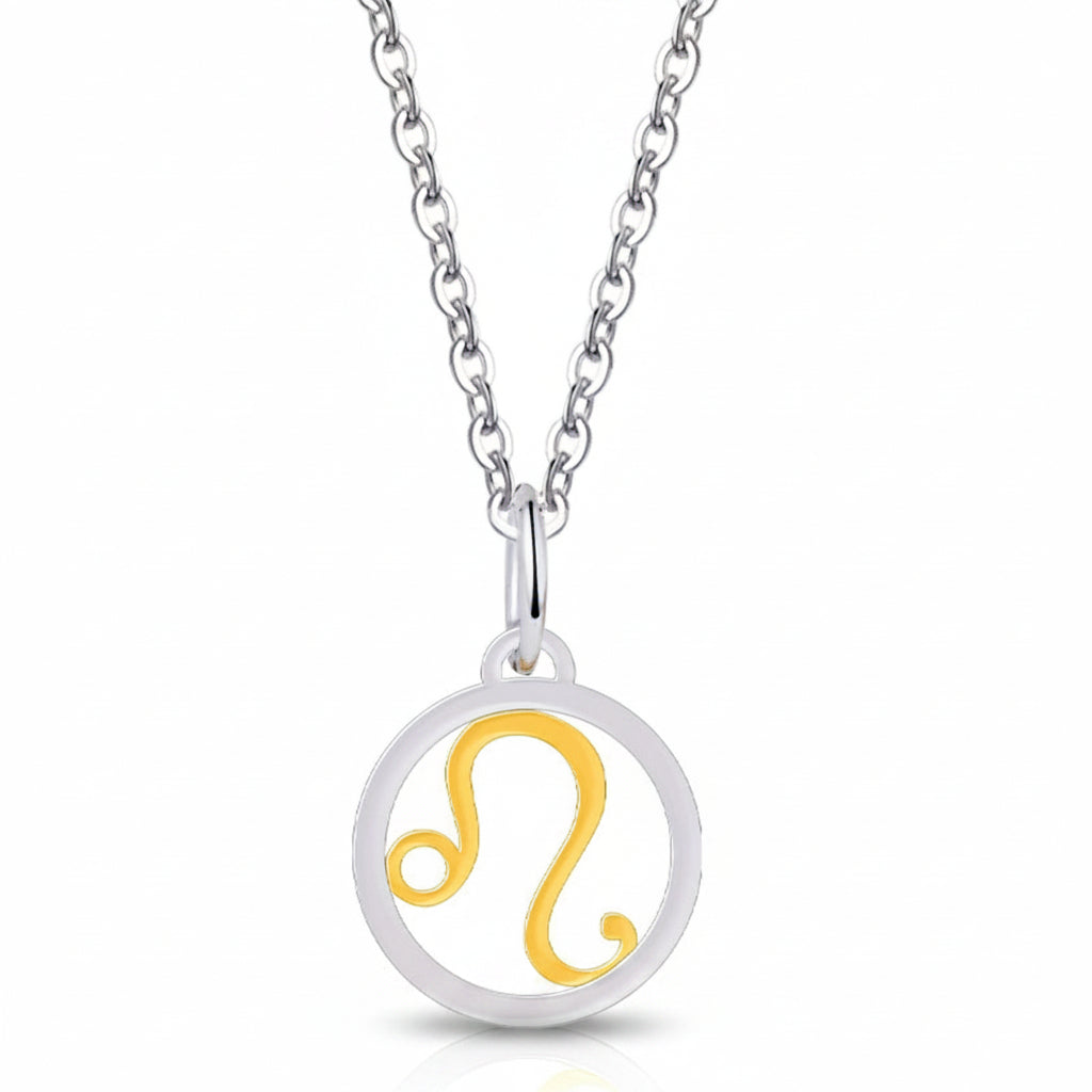 Silver Gold Zodiac Sign 925 Sterling Silver Long Chain Pendant Necklace