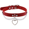 Chic Multicolor Stud and Heart Pendant Choker Collar Leather Gothic Punk Rock Necklace