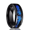 Black Tungsten Blue Foil Inlay Polished Edges Wedding Rings Couple Set