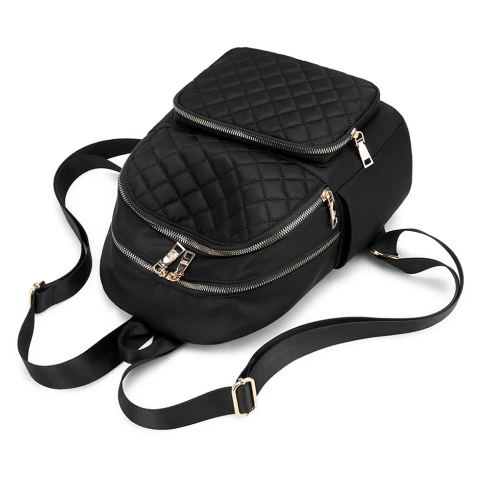 Fashion Casual Multifunction Rhombic Pattern Stitches Oxford Shoulder Bag and College Style Backpack