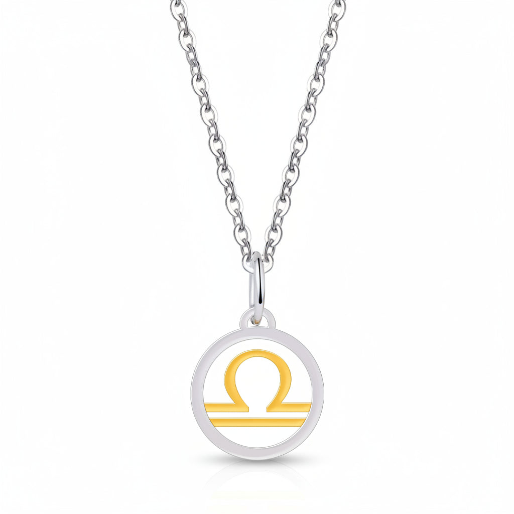 Silver Gold Zodiac Sign 925 Sterling Silver Long Chain Pendant Necklace