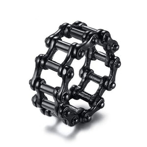 Men Black Tone 316L Stainless Steel Ring Motorcycle Biker Chain Band-Rings-Innovato Design-7-Innovato Design