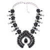 Silver Stone Bead Squash Blossom Necklace