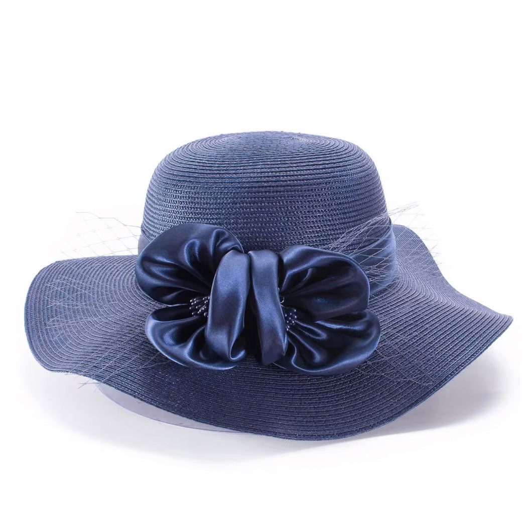 Floppy Wide Brim Linen Sun Hat with Bow