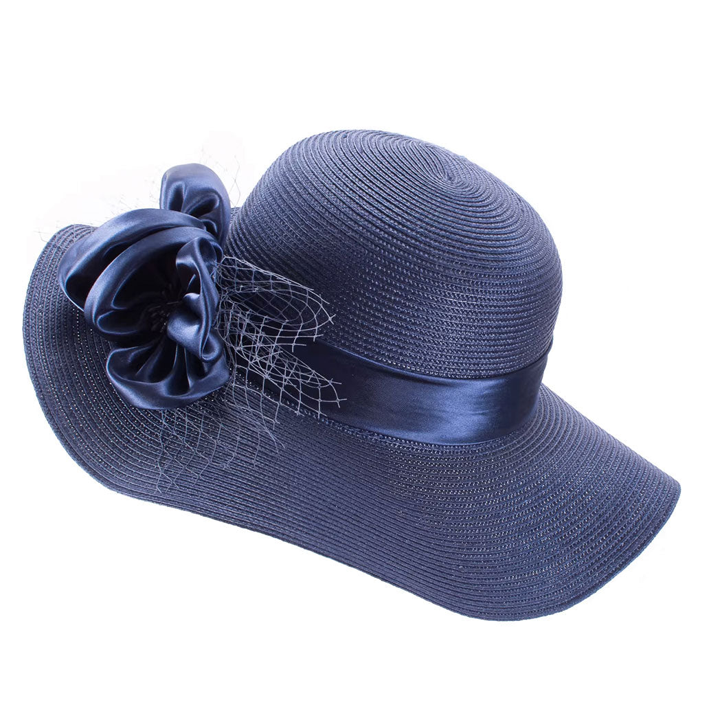 Floppy Wide Brim Linen Sun Hat with Bow
