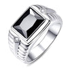 925 Sterling Silver Ring Onyx Men Flower Engrave Women Wedding Rings Set