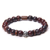 Natural Lava Stone Multicolor Beaded Skull Bracelet