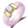 Ceramic Crystal and Cubic Zirconia Wedding Engagement Ring