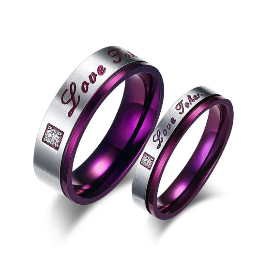Men Women Stainless Steel Love Promise Ring Couples Wedding Bands