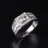 Cubic Zirconia and Round Crystal & Rhinestone Sterling Silver Wedding Ring Set