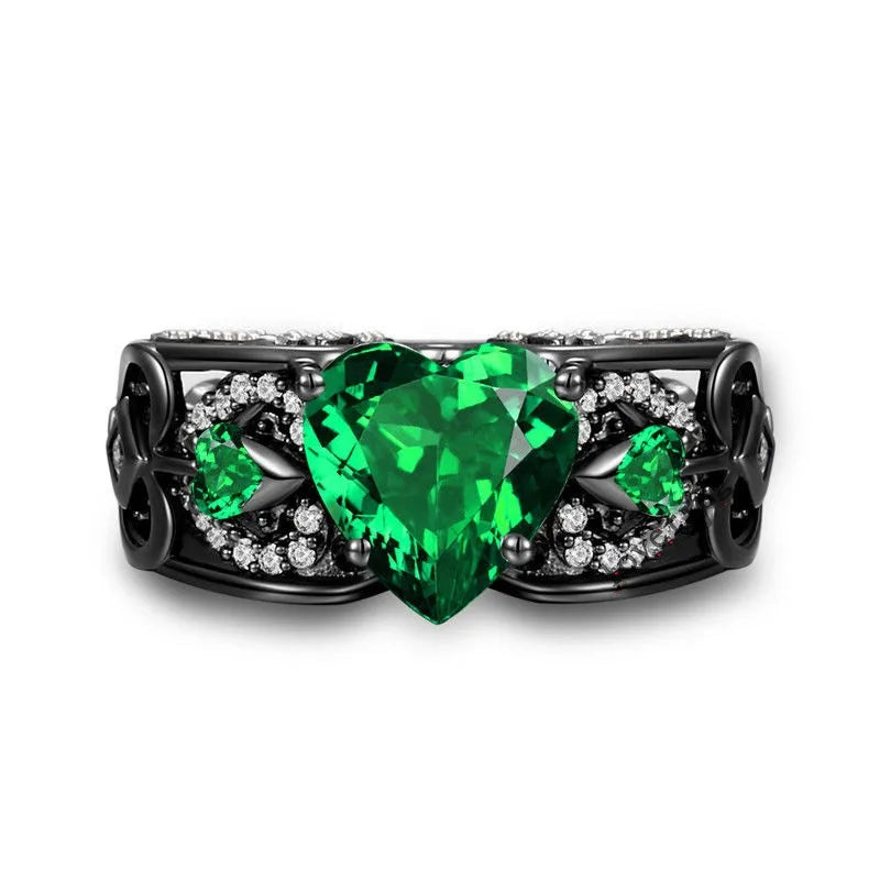 Angel Wings and Heart Zirconia Fashion Engagement Sterling Silver Ring