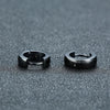 Men Stainless Steel Classic Plain Cambered Stud Huggie Hoop Earrings Set, Black