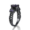 Skull, Heart Crystal and Cubic Zirconia Wedding Engagement Ring