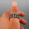 Men's Stainless Steel Ring Band Silver Tone Black Bicycle Chain