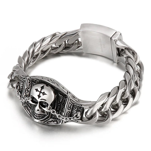 Stainless hotsell steel Skull biker bangle bracelet