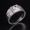 Cubic Zirconia and Round Crystal & Rhinestone Sterling Silver Wedding Ring Set