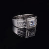 Cubic Zirconia and Round Crystal & Rhinestone Sterling Silver Wedding Ring Set